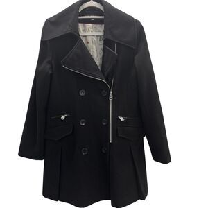 Via Spiga Asymmetrical Front Zipper Double Breasted Wool Blend Coat Size 12 EUC